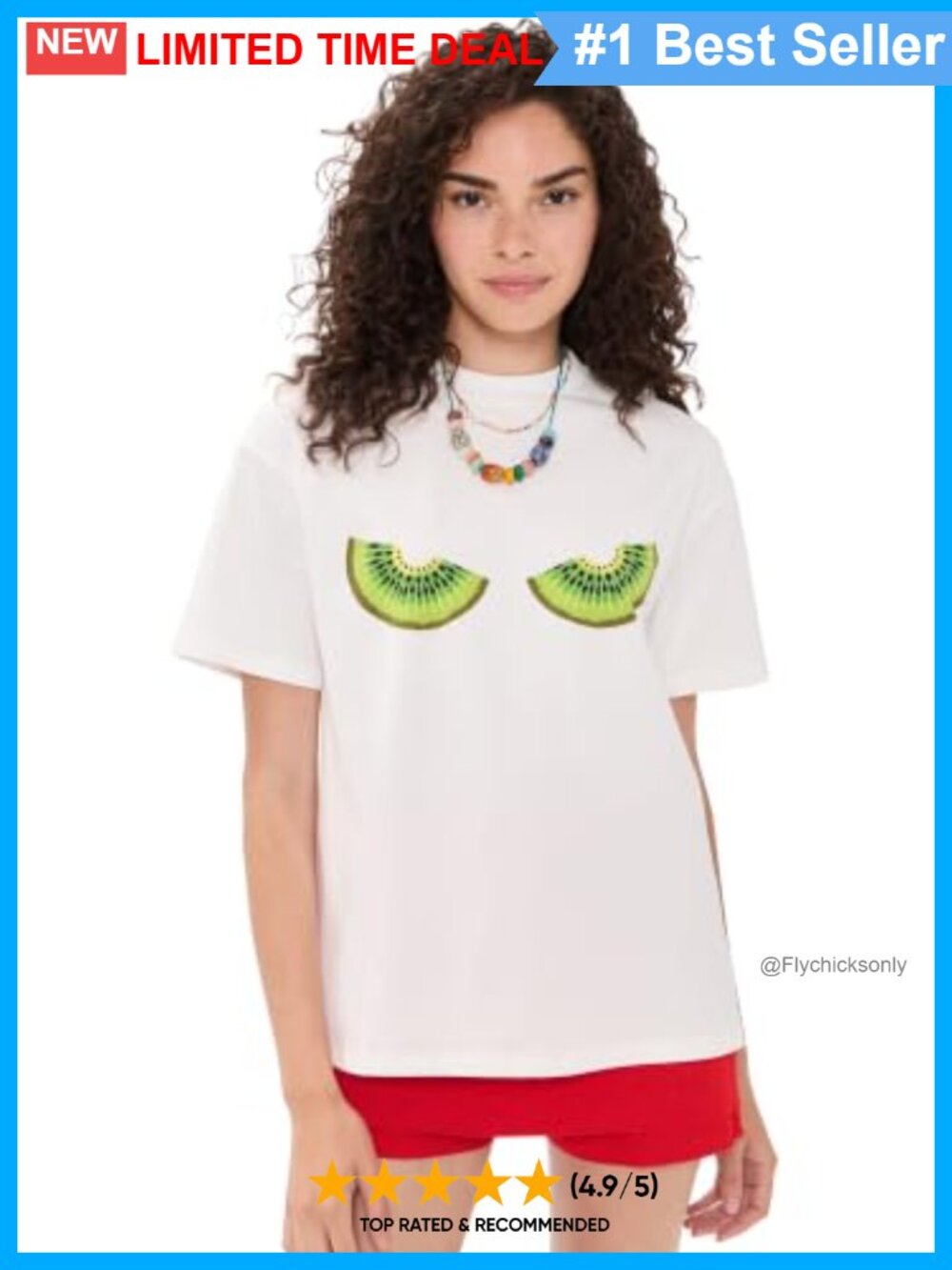 Never Fully Dressed Women's Kiwi T-Shirt Lightweight Stretch Jersey Crew Neck